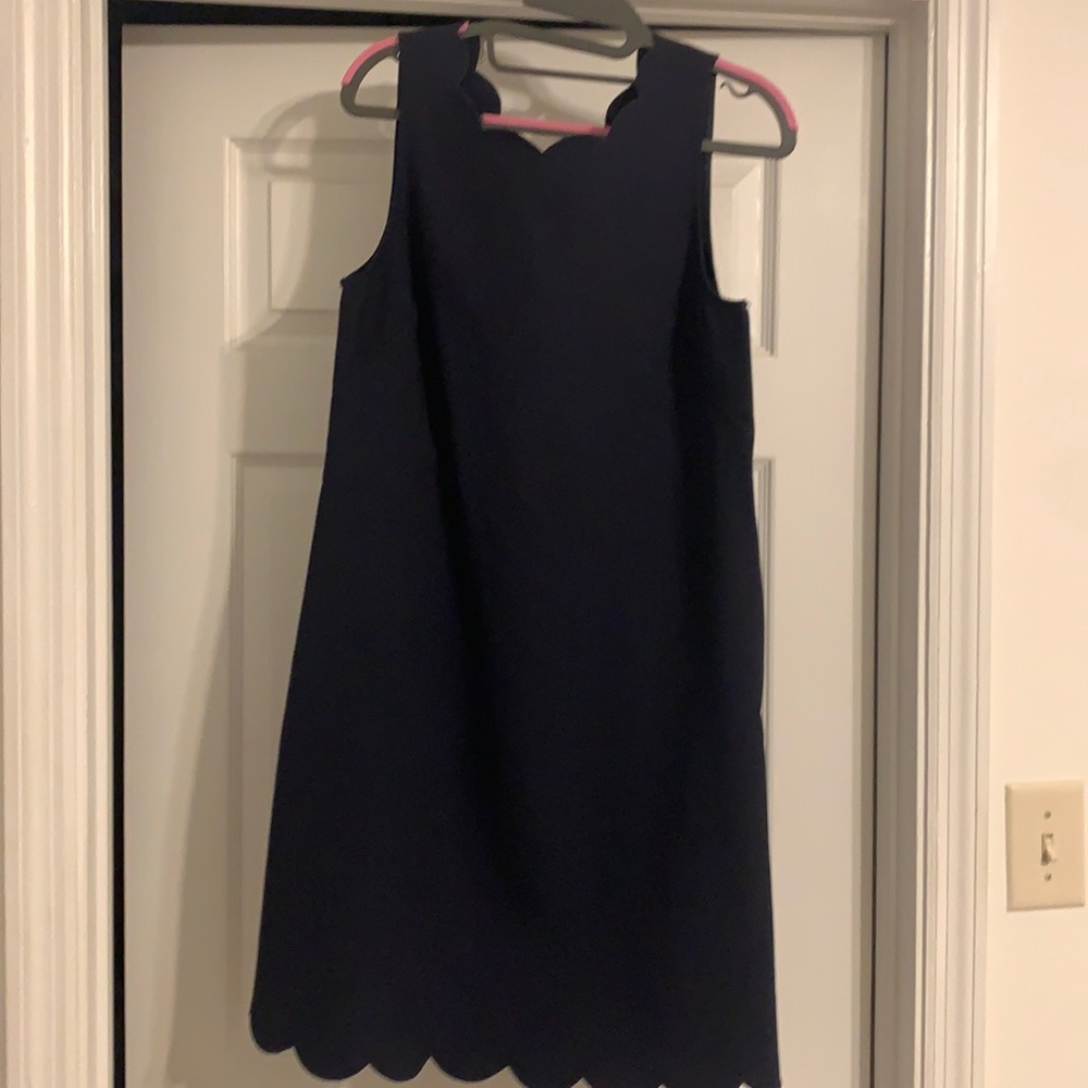 Navy blue scalloped j crew dress
